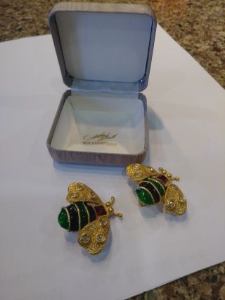 Vintage Signed Yosca Bumble Bee Earrings Clip On,  Brand Is Gerard.