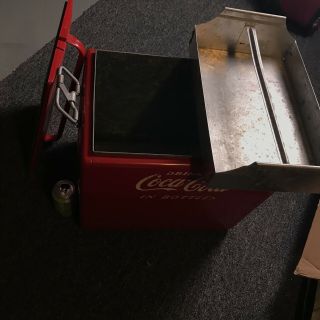 Vintage 1950 Coca - Cola Metal Cavalier Carry Cooler Senior W/box 3