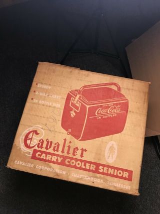 Vintage 1950 Coca - Cola Metal Cavalier Carry Cooler Senior W/box 5