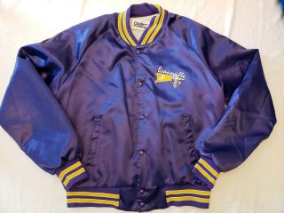 Vintage University Of Evansville Chalkline Satin Jacket Adult Large Purple Aces