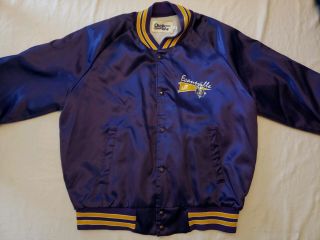 Vintage University Of Evansville Chalkline Satin Jacket Adult Large Purple Aces 4