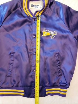 Vintage University Of Evansville Chalkline Satin Jacket Adult Large Purple Aces 6