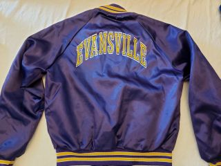 Vintage University Of Evansville Chalkline Satin Jacket Adult Large Purple Aces 7