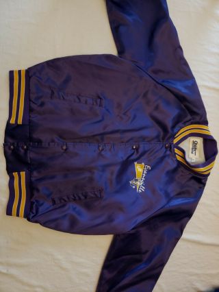 Vintage University Of Evansville Chalkline Satin Jacket Adult Large Purple Aces 8