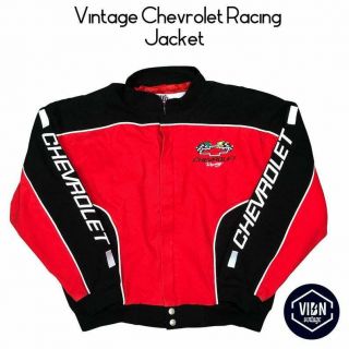 Vintage Chevrolet Racing Jacket Mens Large Red