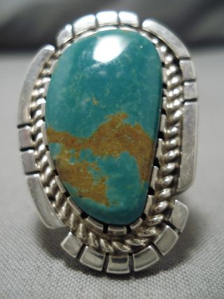 Huge Vintage Navajo Green Turquoise Sterling Silver Ring