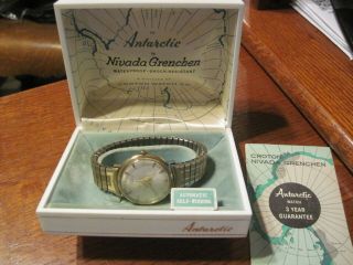 1965 Croton Nivada Grenchen Antarctic Automatic Masonic Watch,  Box & Receipt