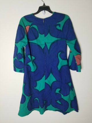 Suomi Finland Marimekko Vintage dress green and blue Size 10 rare 5