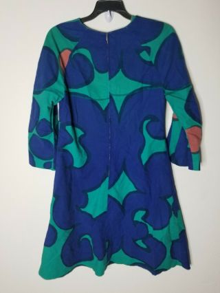 Suomi Finland Marimekko Vintage dress green and blue Size 10 rare 7