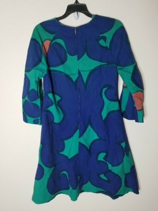 Suomi Finland Marimekko Vintage dress green and blue Size 10 rare 8
