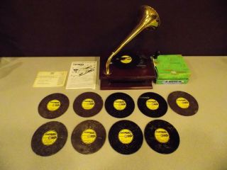 Vintage Thorens Gramophone Style Disc Music Box 30 - Tooth W/10 Discs Ex