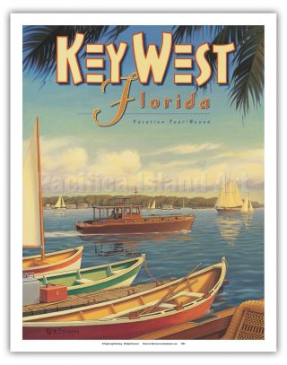 Key West Florida Hemingway Kerne Erickson World Travel Poster Fine Art Print