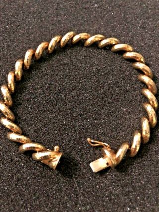 Vintage 14k Yellow Gold “bbb” Spiral - Style Womans Bracelet,  Solid Gold,  7.  5”,  13