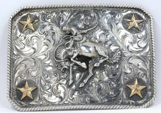 Vintage Western Vogt Sterling Silver Rodeo Belt Buckle 126 Grams Large (58)