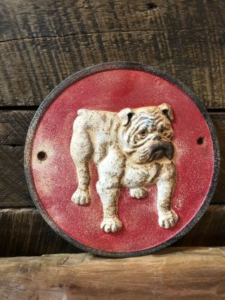 Vintage Cast Iron Bulldog Sign Mack Truck Hood Ornament Antique Has Pump Shell