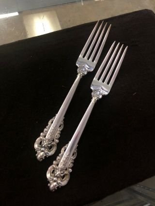 Vintage Wallace Grand Baroque Sterling Silver Set Of 2 Luncheon Forks 137 Grams