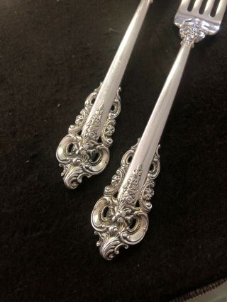 Vintage Wallace Grand Baroque Sterling Silver Set Of 2 Luncheon Forks 137 Grams 2