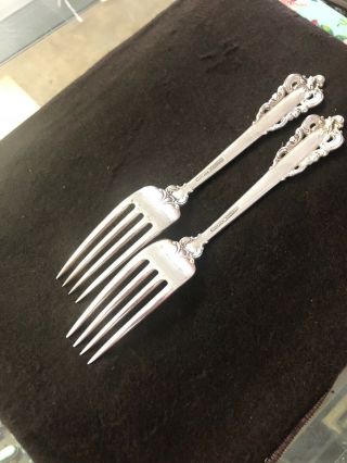 Vintage Wallace Grand Baroque Sterling Silver Set Of 2 Luncheon Forks 137 Grams 5