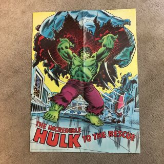 Vintage Incredible Hulk Poster 1979 To The Rescue 36 X 24 Book Club Htf