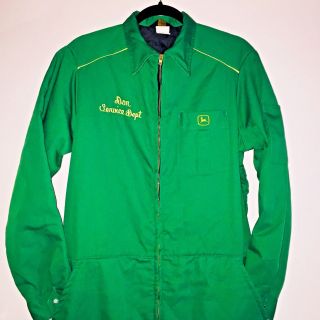 Mens Vintage Protexall Coveralls Large John Deere Logo Mechanics Jumpsuit Lined