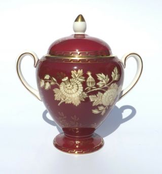 Vintage Wedgwood Porcelain - Ruby Tonquin Pattern - Lidded Sugar Bowl 3
