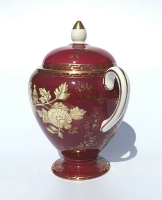 Vintage Wedgwood Porcelain - Ruby Tonquin Pattern - Lidded Sugar Bowl 4