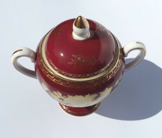Vintage Wedgwood Porcelain - Ruby Tonquin Pattern - Lidded Sugar Bowl 5