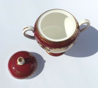 Vintage Wedgwood Porcelain - Ruby Tonquin Pattern - Lidded Sugar Bowl 6