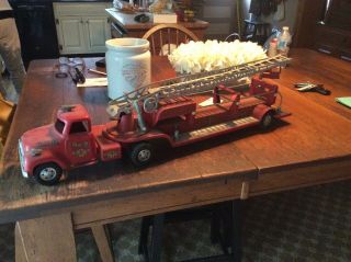 Rare Vintage 1956 Tonka Aerial Ladder Tfd Fire Engine Truck No.  5 Old Toy