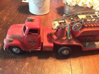 RARE VINTAGE 1956 TONKA AERIAL LADDER TFD FIRE ENGINE TRUCK NO.  5 Old Toy 4