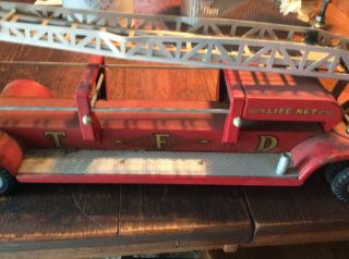 RARE VINTAGE 1956 TONKA AERIAL LADDER TFD FIRE ENGINE TRUCK NO.  5 Old Toy 5