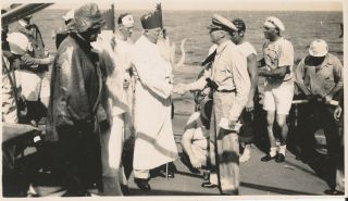 1942 Wwii Uss Dobbin Crossing Equator The Ceremony Photo 15 King & Captain