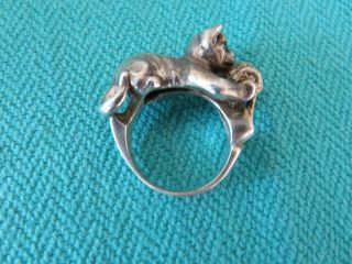 Sterling Silver Vintage Cat Ring With Ball Of Yarn Ring Sz 6 13 Mm Wide