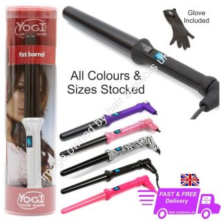 Yogi Hair Curling Wands Tongs With Heat Proof Glove All Size Colours Stocked