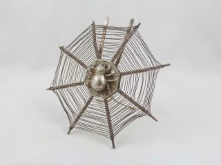 Antique Chinese Export Silver Spider Web Menu / Place Name Holder C 1900
