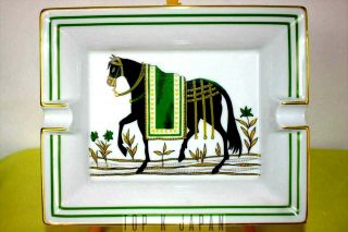 Vintage Hermes Luxury Equestrian Horse Blanket Cigar Ashtrays Porcelain