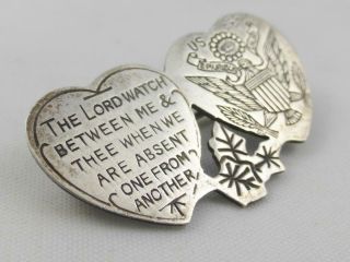 Rare WW1 US American Expeditionary Force Silver Mizpah Sweetheart Badge / Brooch 3