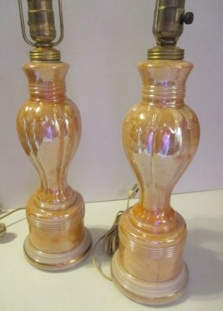 Vintage Aladdin Alacite Peach Luster table lamps 1940 ' s 1950 ' s 2