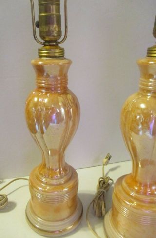 Vintage Aladdin Alacite Peach Luster table lamps 1940 ' s 1950 ' s 4