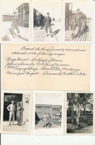 Wwii 1943 Usaaf Atc 7th Ferrying Group Great Falls Mt 6 Photos,  My Info Card