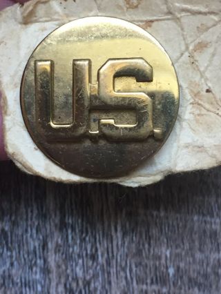 Vintage Wwii Us Military Army Enlisted Brass Insignia Disc Collar Pin