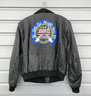 Vintage 89 Concepts Black Leather Jacket The Who 25th Anniversary Tour 93.  3 Wmmr