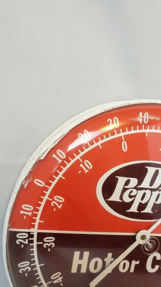 Vintage Dr Pepper Hot Or cold Thermometer Advertising Sign Has Plastic Face 6