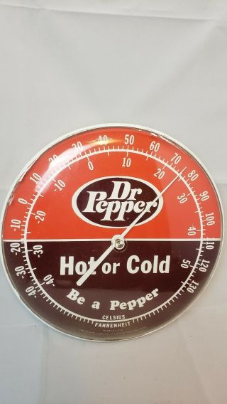 Vintage Dr Pepper Hot Or cold Thermometer Advertising Sign Has Plastic Face 7