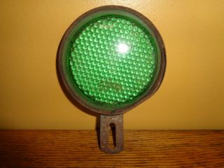 Vintage " Cat Eye " 3 1/2 " Diameter Green Glass Reflector Motorcycle/bike Fender