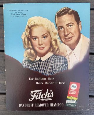 Vtg 1940s Fitch’s Dandruff Remover Shampoo Advertising Store Display Sign