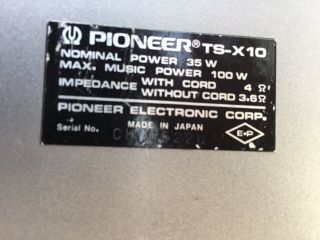 Pioneer ts - x10 vintage car speakers 12