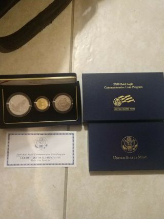 2008 Us Bald Eagle Commemorative Coin Program 3 Coin Proof Set Rare Set