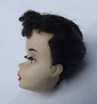 Vintage 3 BRUNETTE PONYTAIL BARBIE DOLL HEAD Brown Eyeliner TLC Needs Reroot 3