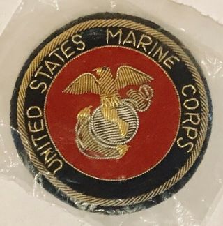 Vintage Usmc United States Marine Corps Embroidered Bullion Patch Badge,